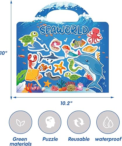 Miniatura 7 de Libros de calcomanías reutilizables para niños de 2 a 4 años, calcomanías extraíbles para niños, libros de actividades con calcomanías de animales