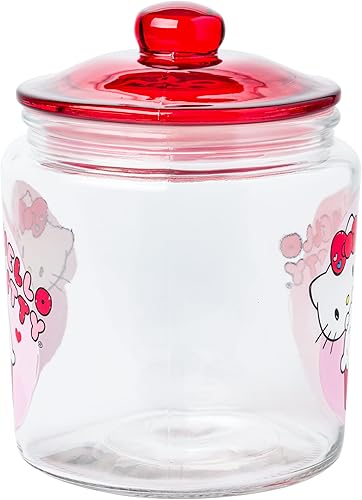 Miniatura 26 de Silver Buffalo Tarro de cerámica para aperitivos o galletas de color rosa de Hello Kitty, de Sanrio, tamaño mediano Hello Kitty Waving (cerámica)
