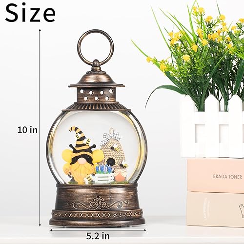 Miniatura 5 de Gnomos de primavera, globo de nieve, gnomo de abeja de miel, decoración del Día Mundial de las Abejas, Temporizador de 6 horas, funciona con