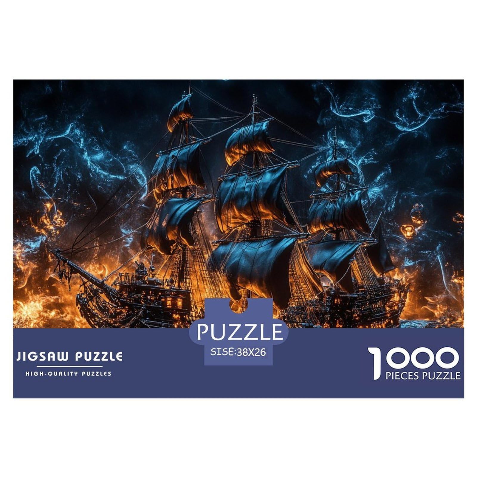 Puzzle Canvas Boat 1000 Piece Challenge Toy for Adults,Stormy Sea Impossible Jigsaw Puzzles 1000 Pieces Educational Game Home Decoration 38x26cm/1000pcs — image 1