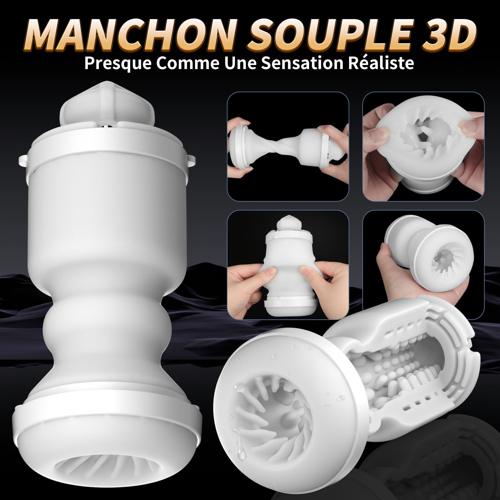 Masturbeuse Homme Sex Toys Interactif à IA – Masturbateurs Masculins avec 10 Modes de Vibration 7 Télescopiques 5 Aspiration, Vaginette Ultra Réaliste Sex Toýs Homme, Sextoys avec Contrôle par App