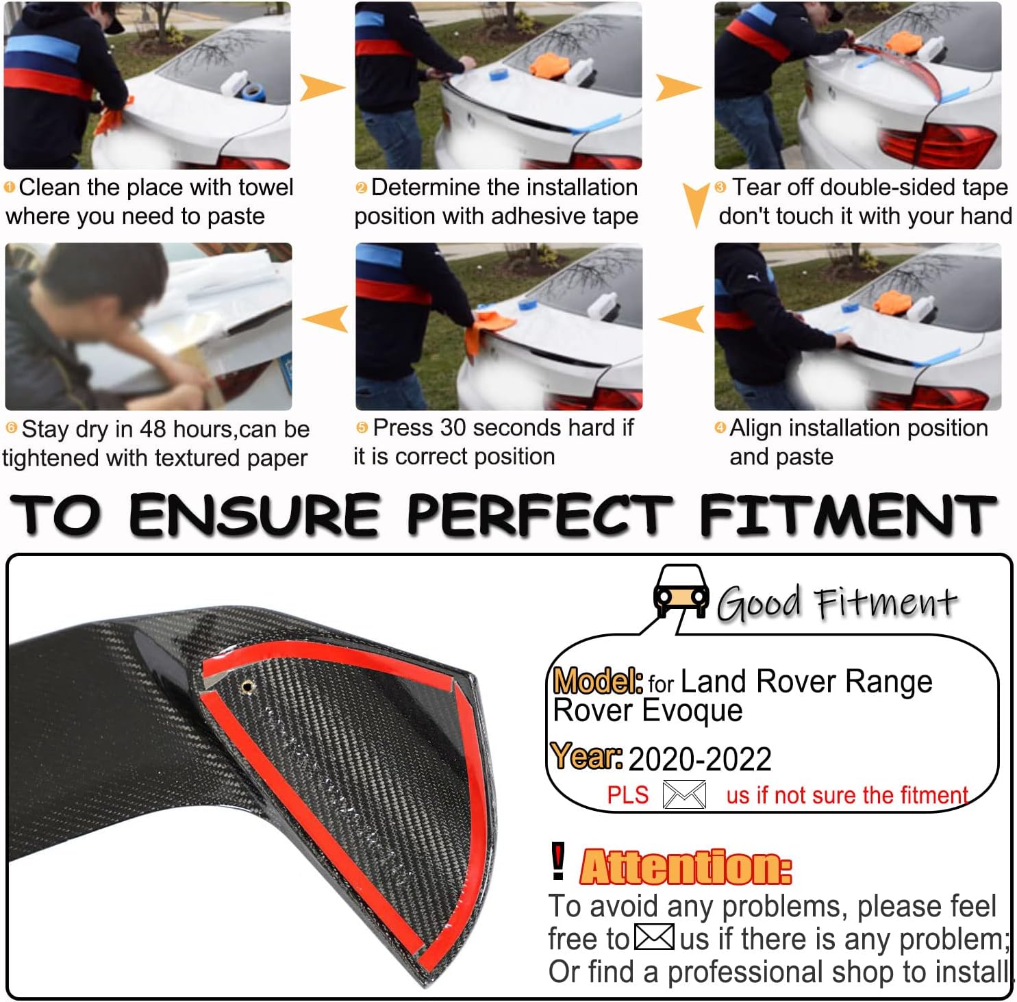 Carbon Fiber Rear Trunk Spoiler Compatible with Land Rover Range Rover Evoque 2020-2022 Rear Roof Spoiler Wing Lip Factory Outlet