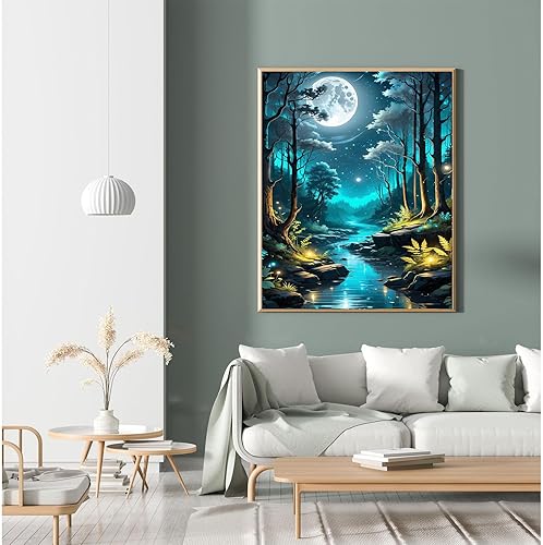 Vista 50 de xackcme Pintura de montaña por números para adultos, pintura de paisaje por número sobre lienzo sin marco, pintura al óleo de paisaje lunar
