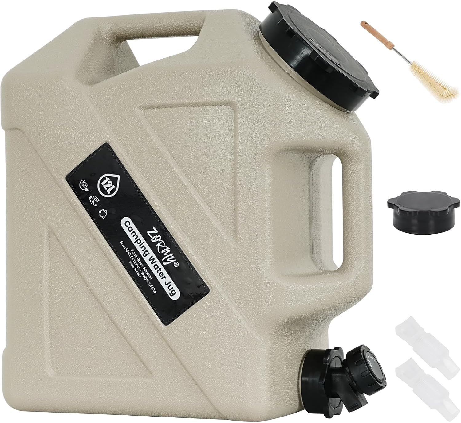 3.2 Gallon Camping Water Container with Spigot,Camping Water Jug,Grey