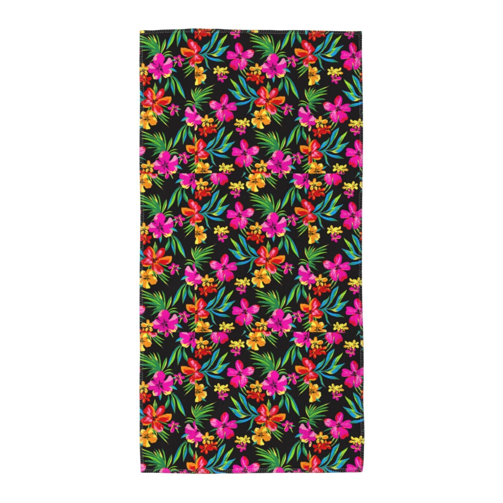 JBJGKHLP Hawaiian Flower Print Adults Extra Long Beach Towel Soft Absorbent Quick-Dry Gym Swimming Running Yoga