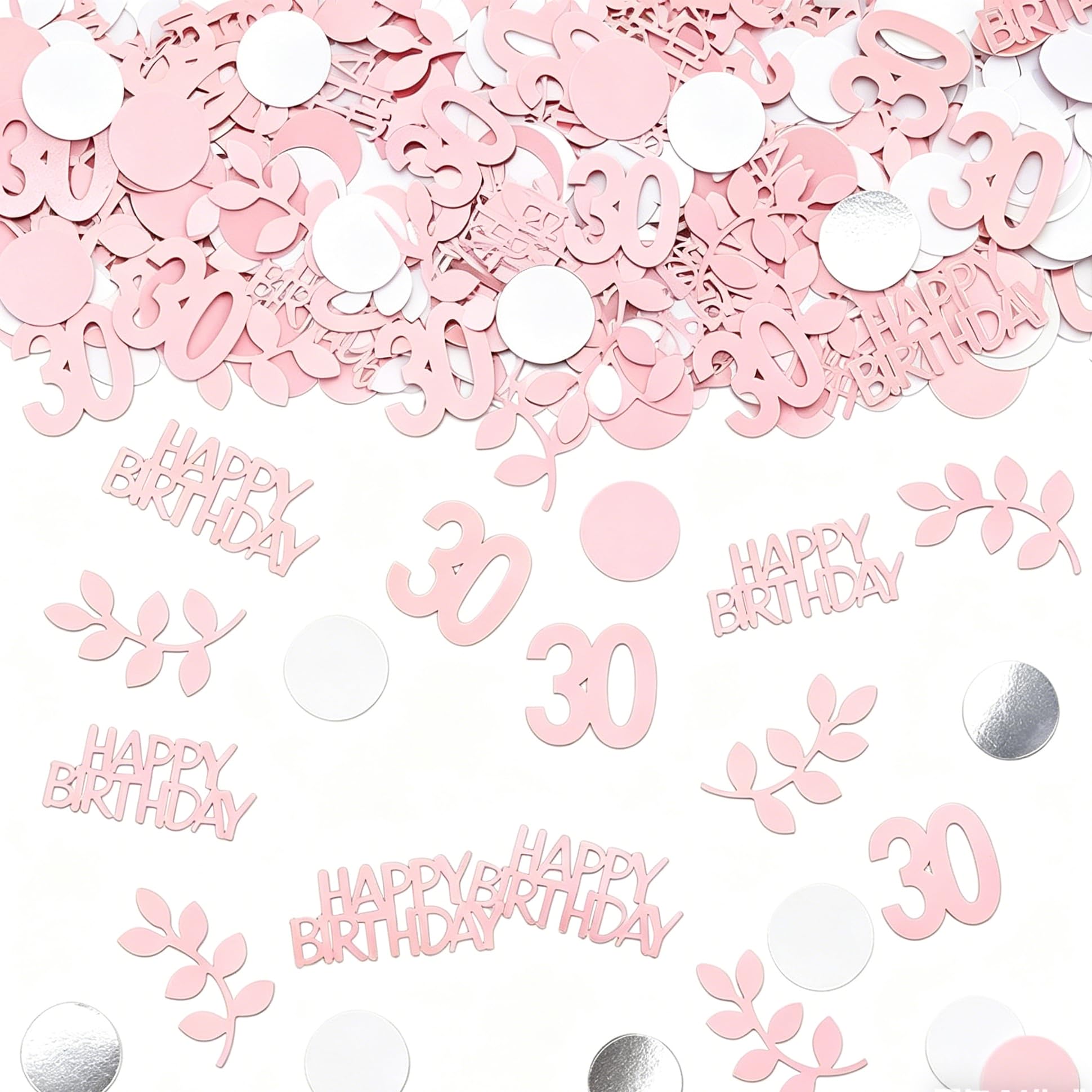 Happy 30th Birthday Confetti 15g 30th Anniversary Glitter Foil Table Decoration Sequins for 30 Years Birthday Table Confetti Party Decoration Rose Gold Pink