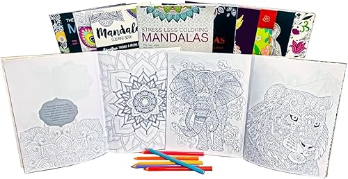 Miniatura 2 de Idea Liftoff™ Paquete de 12 libros para colorear para adultos, paquete con 12 libros de colorear para adultos para mujeres, hombres con mandalas y