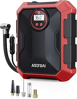 AstroAI Tyre Inflator 12V DC Portable Air Compressor, Car Accessories, Auto Tyre Pump 100PSI with LED Light, Digital Air Pump for Car Tyres Bicycles Other Inflatables