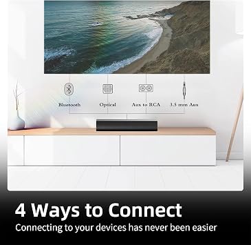 Sound Bars for TV 16-inch, Cinematic TV Sound Bar with Impactful Bass, Bluetooth Soundbar for TV with Remote Control, Wall Mountable TV Speakers Sound Bar Work with Traditional or Smart TV