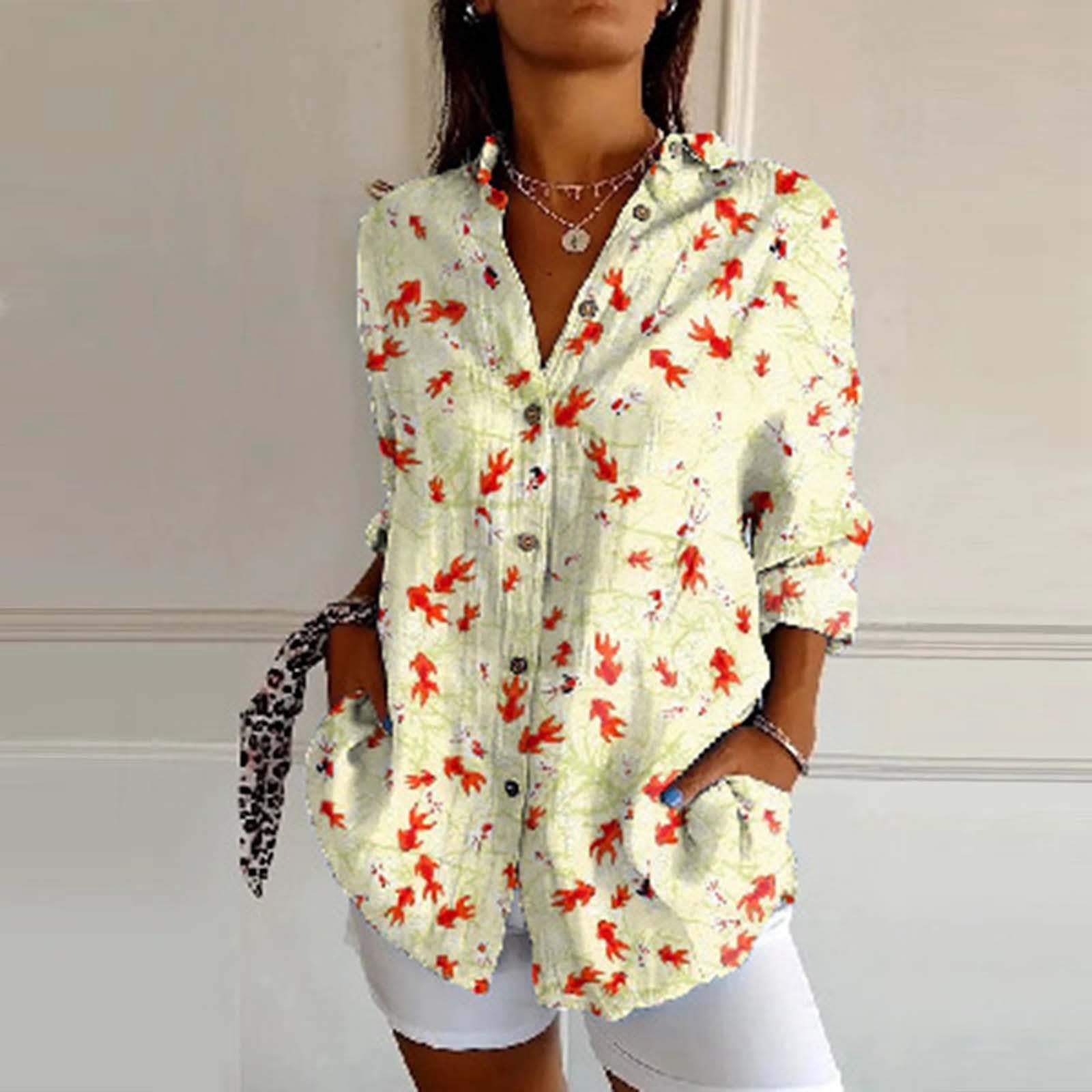 Camicie di lino alla moda a maniche lunghe con colletto per le donne Grafica Estate 2026 Casual Button Down Camicette in cotone di lino con risvolto Primavera Garza Abbigliamento da donna Tuniche