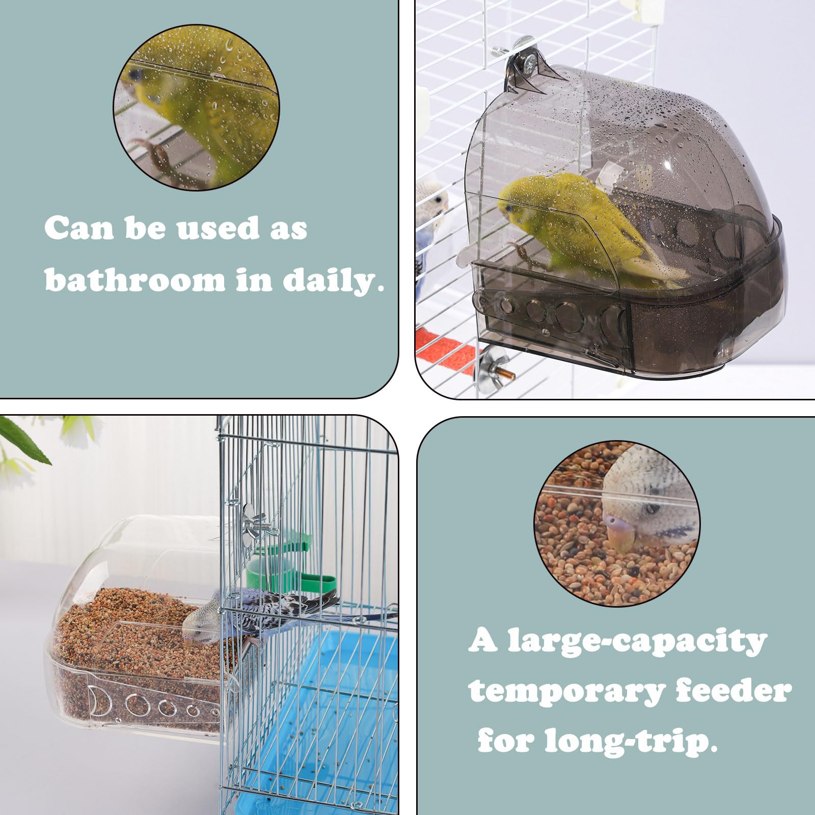 IBWell Parakeet Bird Bath for Cage Cockatiel Bird Bath Bird Bath Cage Bird Shower with Convenient Removable Tray - image 6