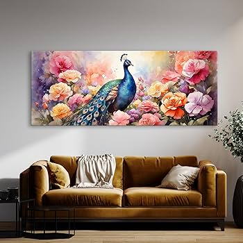 Amazon.com: Sense Canvas Peacock Elegance 56 Canvas Art