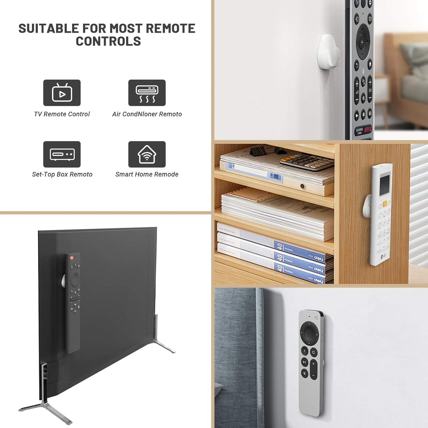 JUMEIHUI 6 Pack Magnetic Remote Control Holder Wall Mount,Convenient and Stylish TV Remote Organizer for Home Office School Supply Storage,No Drilling, Strong Magnet (White) image 5 of 6 B0DB68TS86