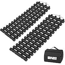 DNA Motoring 24" Portable Recovery Traction Tracks Mat, Load 7 Ton Car Non-Slip Mat, Off-Road Emergency Aid Devices for Snow, Ice, Mud, Sand, 2PC, w/Bag, Black