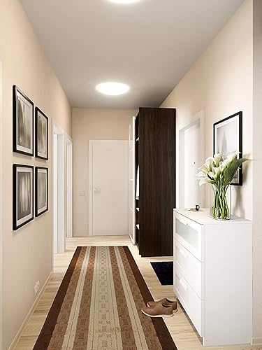 Miniatura 10 de Alfombra de pasillo de corte personalizado, antideslizante, 31 pulgadas de ancho x su elección de longitud, azul meandro, 31 pulgadas x 8 pies