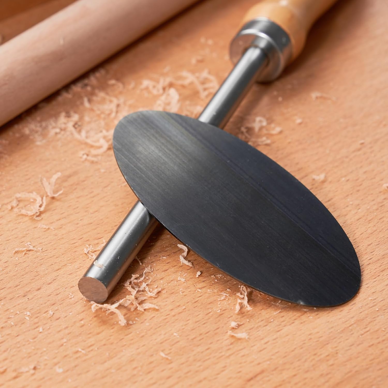 Cabinet Scraper Burnisher with 6 Piece Multi-Shaped Scraper Set 1 Oval 2 Double Convex/concave 1 Rectangle 1 Curved and 1 Gooseneck Scraper (Blue Spring Steel)