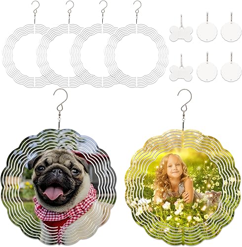 Paquete de 6 hilanderos de viento de sublimación, molinillos de viento de metal de aluminio 3D de 10 pulgadas con 6 pequeños productos de disponible en Yaxa Peru