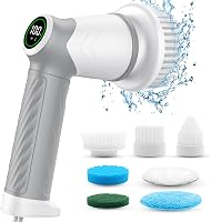 DAESUNG Cordless Electric Spin Scrubber with 7 Heads, IPX7 Waterproof Dual Speed Power Brush for Bathroom, Shower, Tile & Grout Cleaning