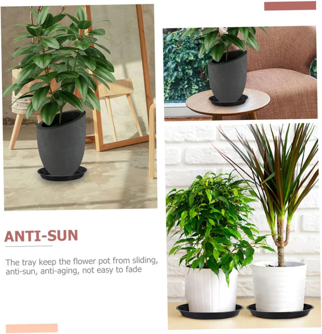 Garneck Garden Pot Trays 10pcs Plastic Plant Pot Trays for Balcony Easy to Move