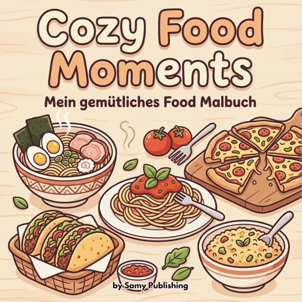 Cozy Food Moments – Mein gemütliches Food Malbuch: 40 detailreiche Ausmalbilder mit voller leckerer Gerichte zum Entspannen für Jugendliche und Erwachsene