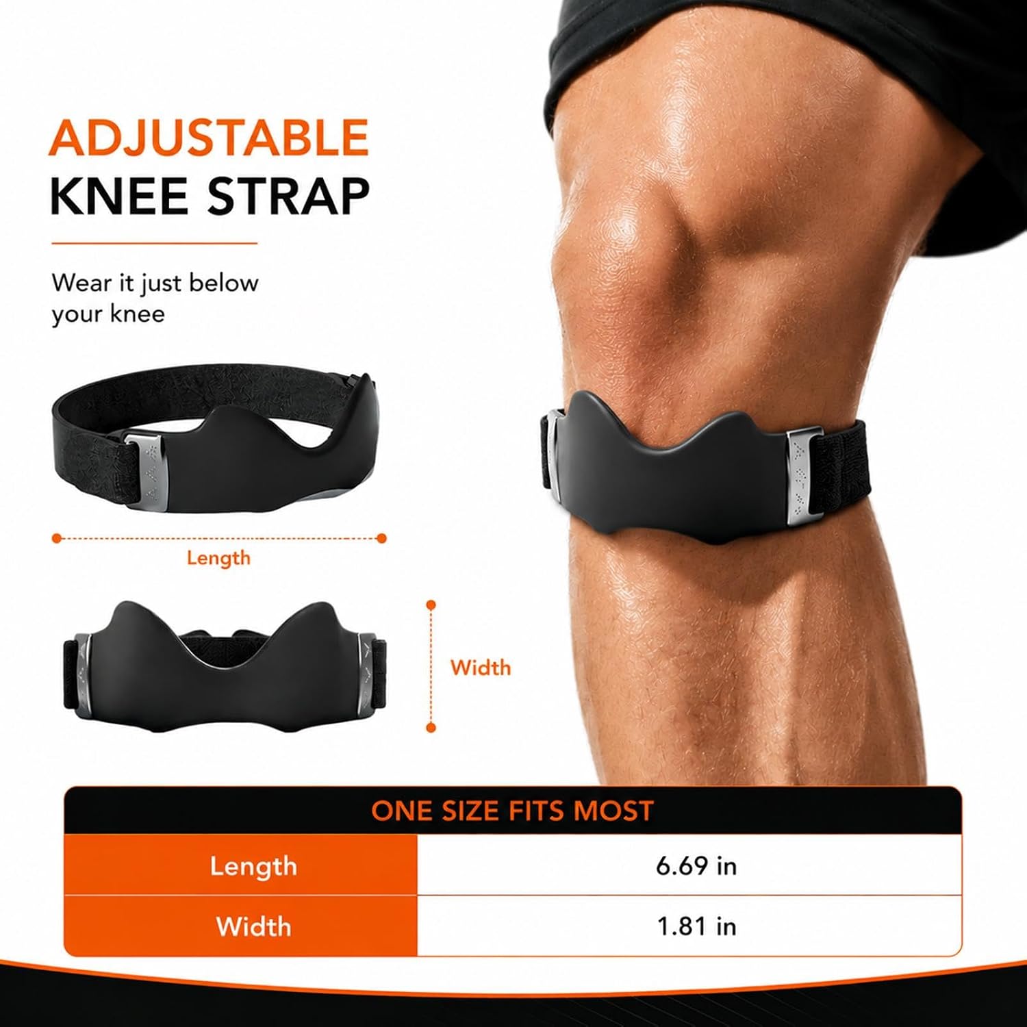 Precision Knee Strap Adjustable Patella Band with Silicone Lock Pad