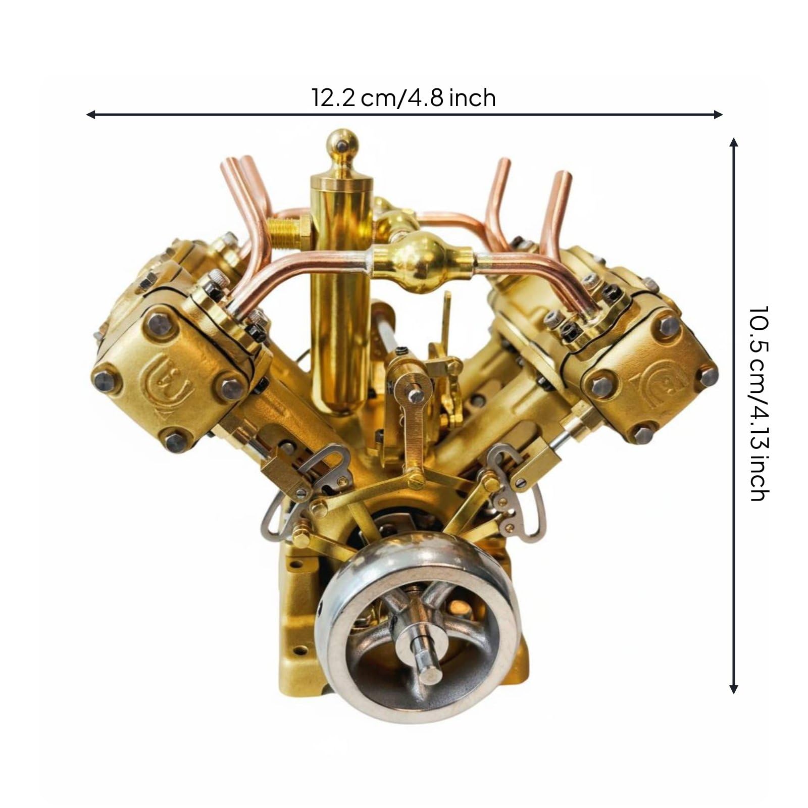 Baoblaze Motore a Vapore Dispositivo Mini Modello Pistone Pezzo da Collezione con Biella in Lega Autolubrificante Componenti Cnc Prestazioni, V4 V-type Four