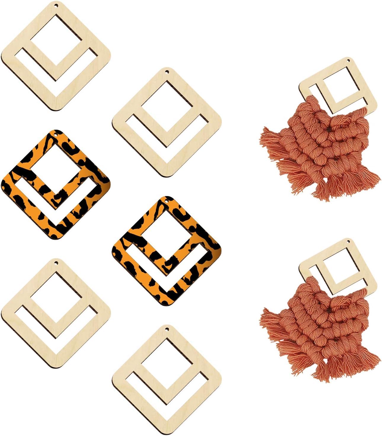 cliths pack of 36 wood earring blanks for macrame diy jewelry, square 1.6 x 1.6 inch earrings pendants for women