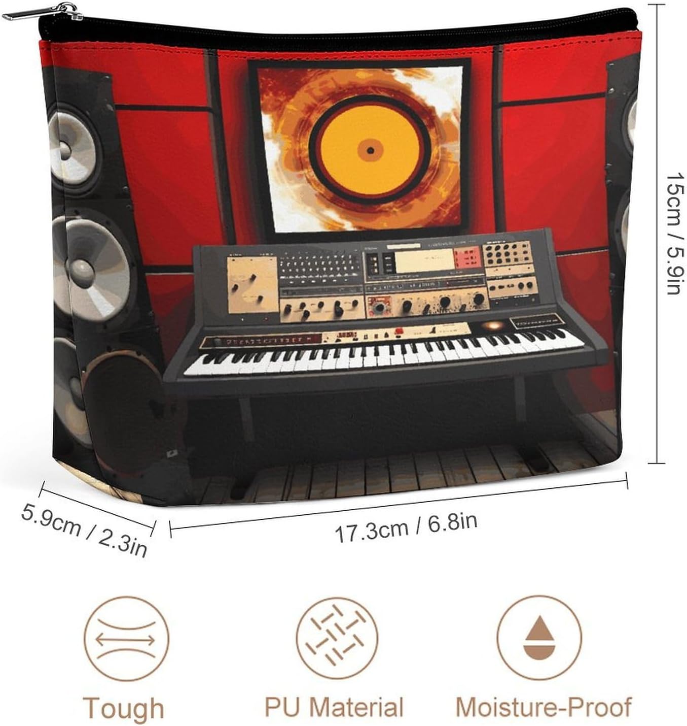Music Studio Travel Cosmetic Bag Small Makeup Bag,Portable Toiletry Bag Travel Accessories for Women Men image 2