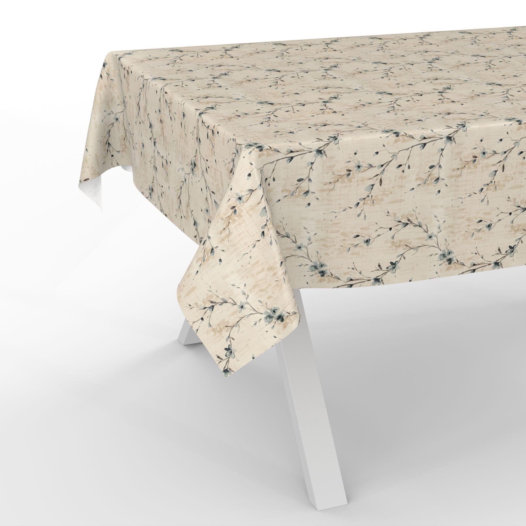 Nappe lavable imperméable 200x140 motif floral avec finitions bord coupé