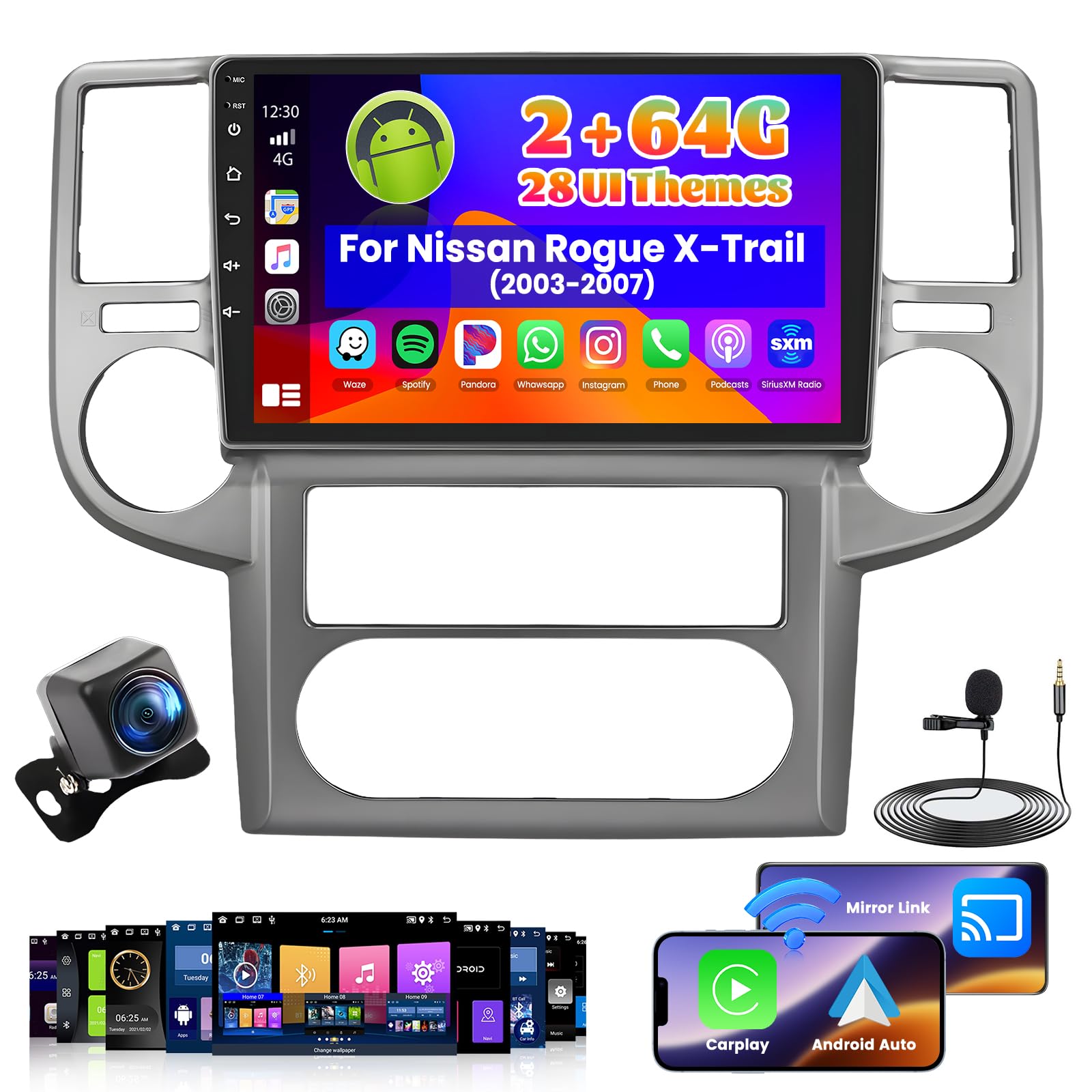 Ainavi rádio de carro para Nissan Qashqai, J10 Carplay, rádio Android