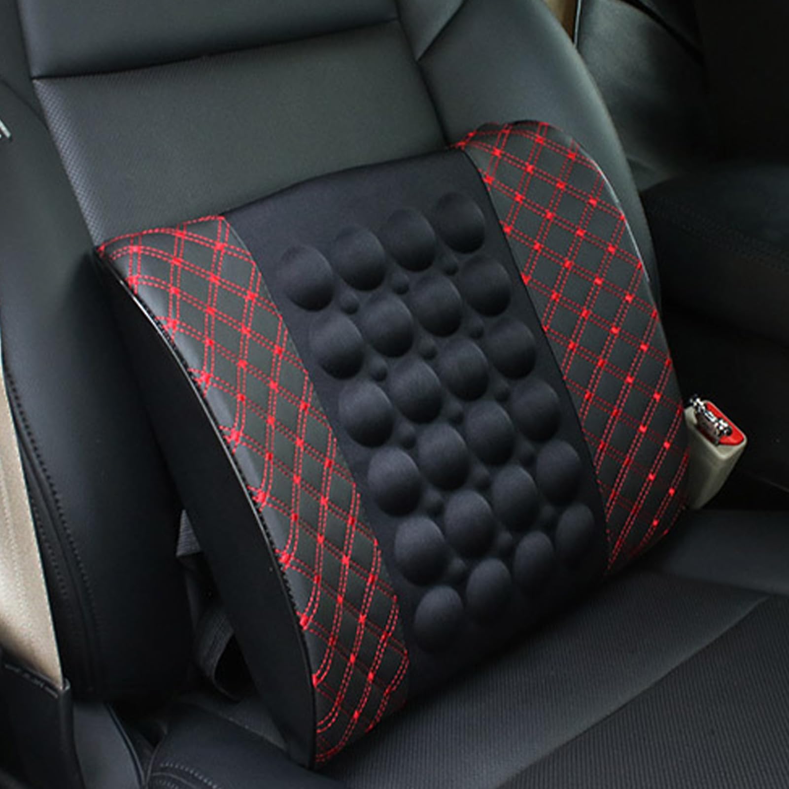 Yctze Coussin de Siège de Massage pour Voiture, Soutien Lombaire électrique, Coussin de Massage DC12V, Réglage à 2 Vitesses, Ajustement Universel, Masseur de Dos Vibrant pour Véhicules