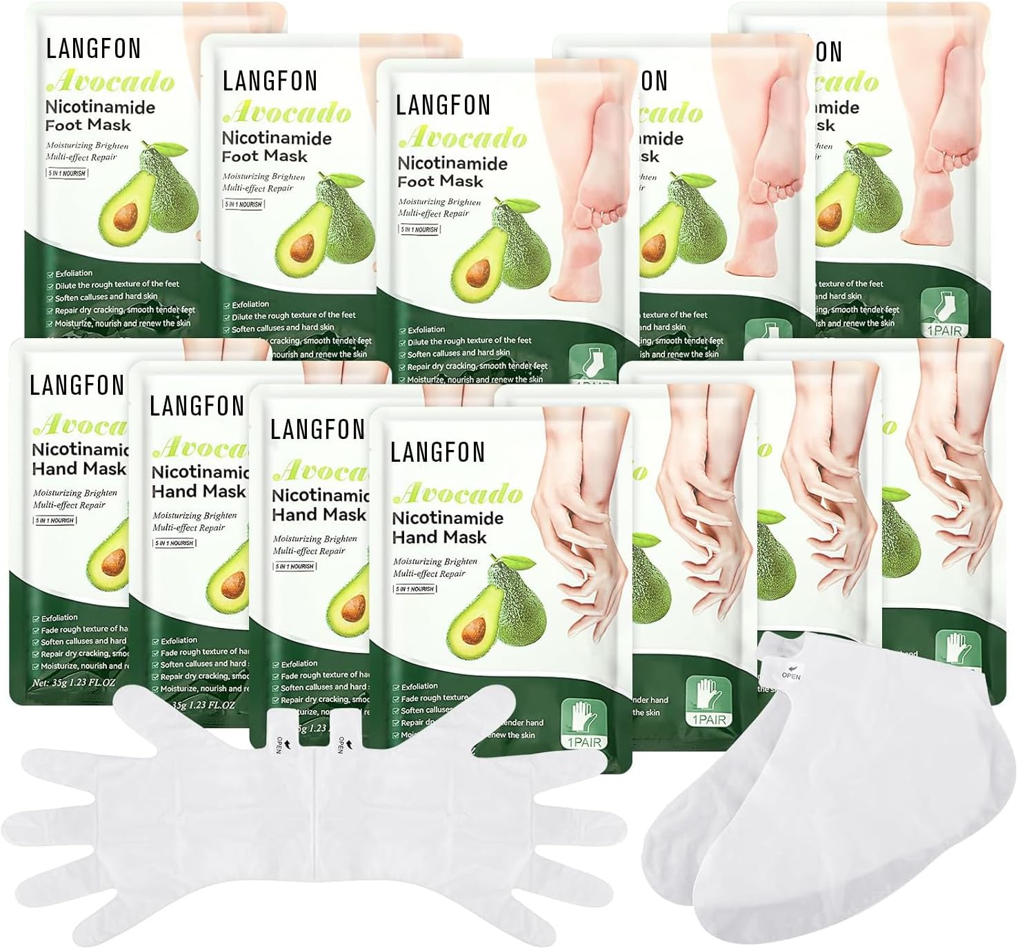 24 Pack Shea Butter Hydrating Moisturizing Gloves and Socks Masks Combo with Aloe Vera Gel