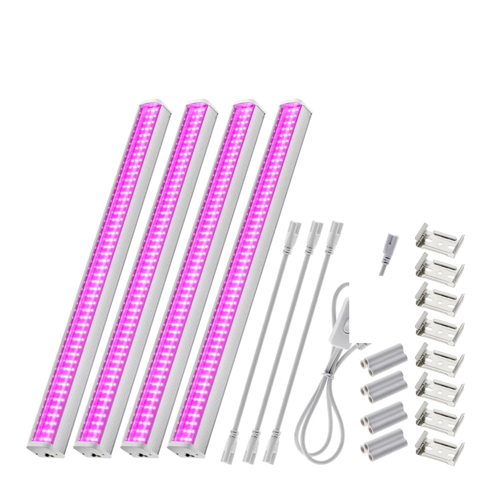 KXEcoLife Grow Light, DIY LED light Bar Sunlike Purple Red 4000K Growing Lamp for Indoor Plant Greenhouse(Purple 4Pcs)