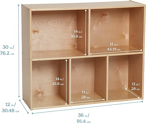 Miniatura 25 de ECR4Kids Streamline - Armario de almacenamiento de 5 compartimentos, 30 pulgadas, muebles de aula, gris lavado Gris (Grey Wash),Natural,Blanco