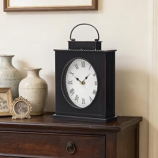 Vintage Distressed Metal Handle Table Clock