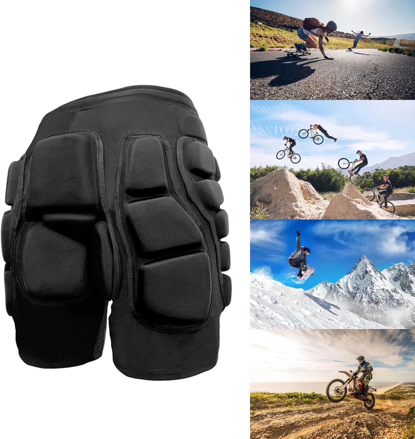 Hip Guard Protective Shorts for Skateboarding, Thickened Padded Butt Pads Skating Protective Gear for Skiing Snowboarding, Comfortable and Breathable
