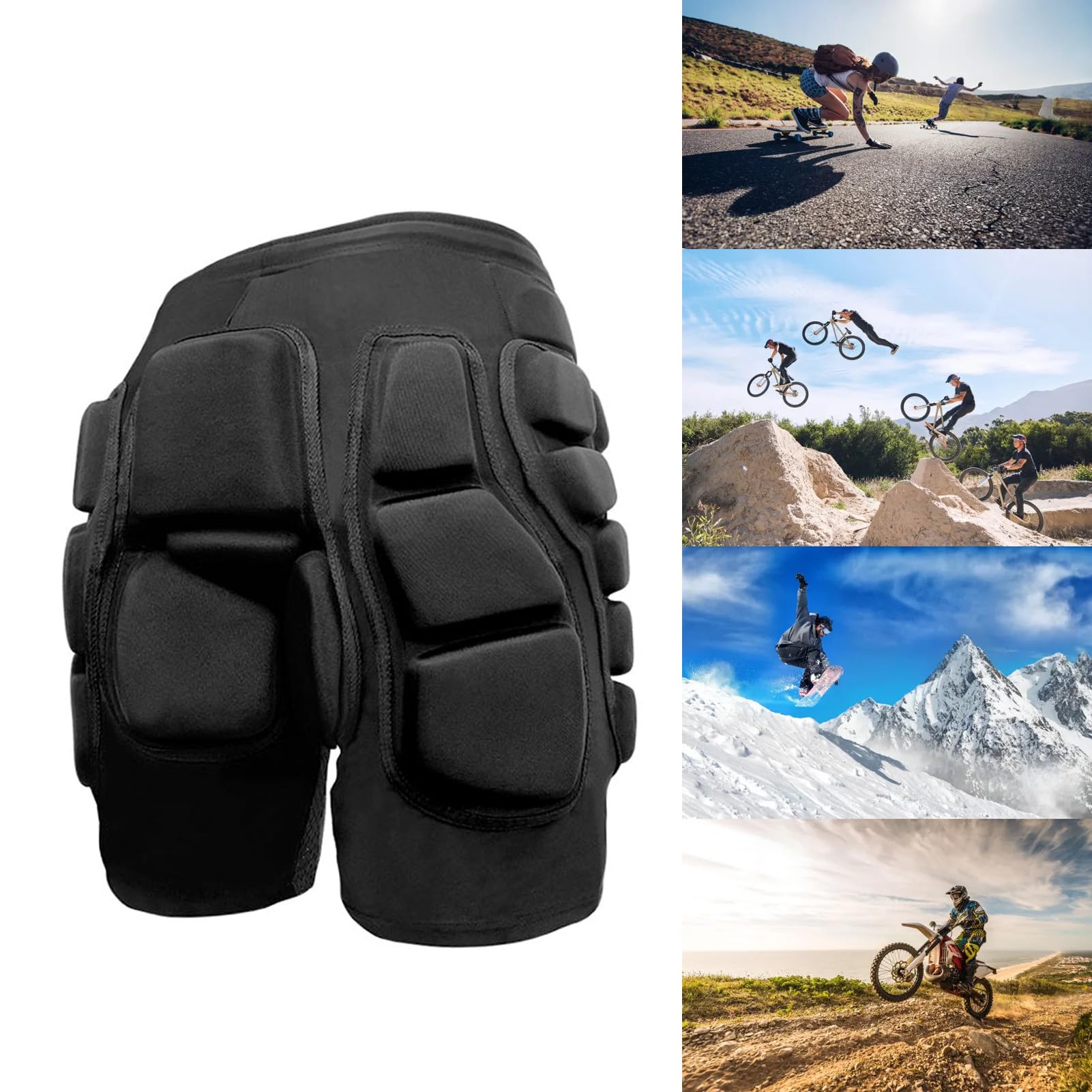 banapoy 3D -Schutz Eva Butt Pads Gepolsterte Shorts, Atmungsaktive, Verdickte Hüftbummel Kurze Hosen, Crash Pad Impact Gear Zum Skaten, Snowboarden, Skifahren