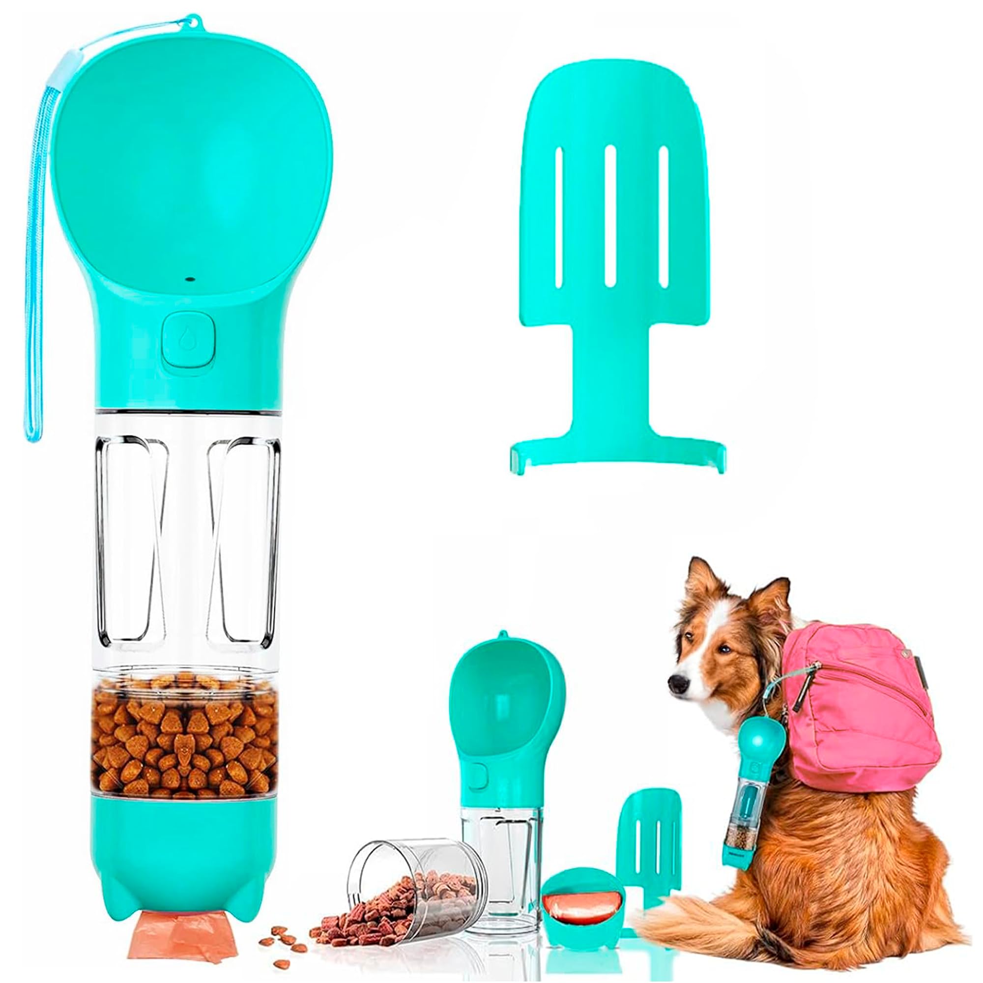 Botella de Agua para Mascotas, Bebedero,Accesorios para Perros, dispensador Agua, Botella con botón antigoteo de Agua, comedero portatil, Regalos para dueños de Perros