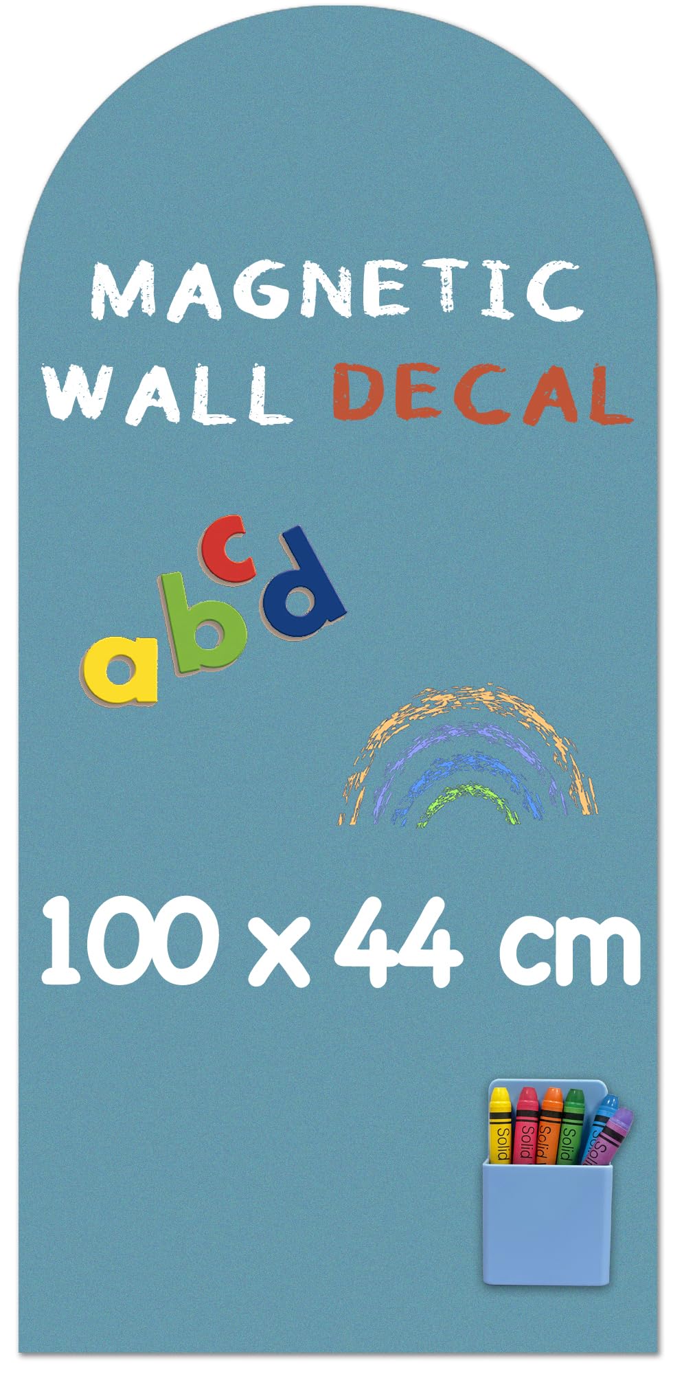 HeatPomelo Magnetic Wall Sticker - 100 x 44 cm Arch & Matte Blackboard Surface - Magnetic Chalkboard Sticker for Home Classroom & Creative Spaces (Celadon)