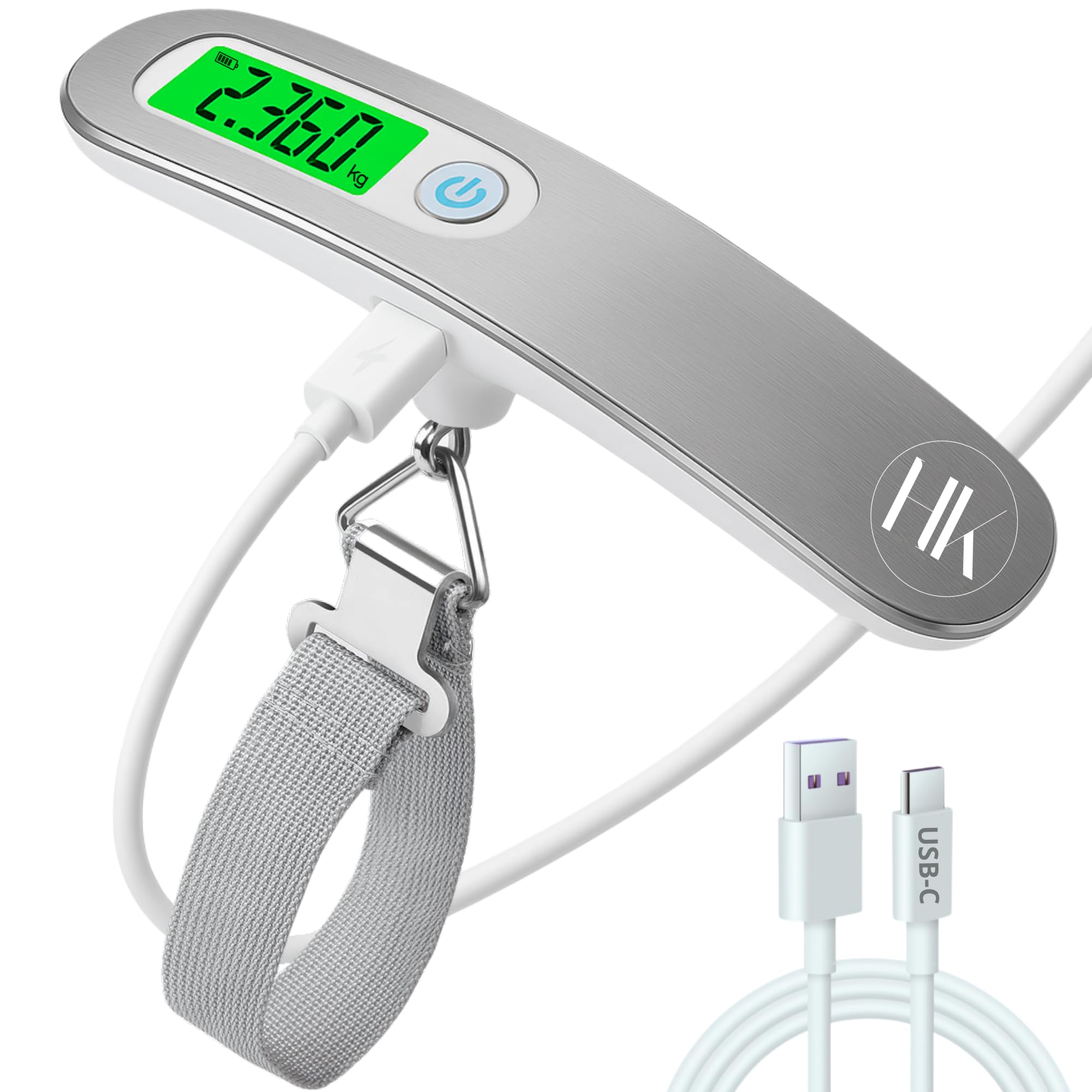 Peso valigie da viaggio digitale 50 kg LCD ricaricabile USB C | Bilancia valigia precisa e compatta | Pesa bagaglio a mano Aeroporto | Bilancia per pesare valigie Viaggio