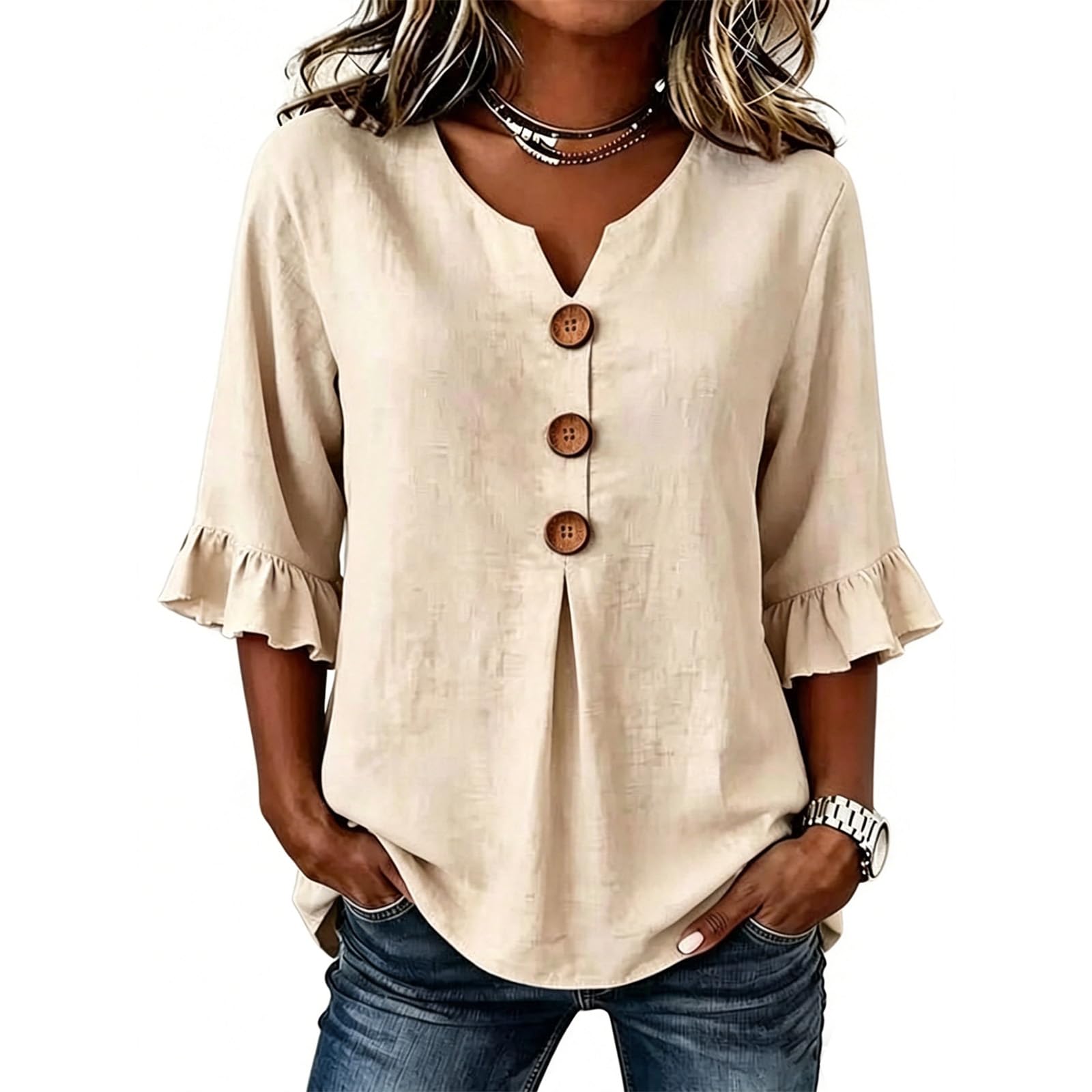 Iktops Womens Tops, 2026 Short Sleeve V Neck Tops for Women, Dressy & Casual