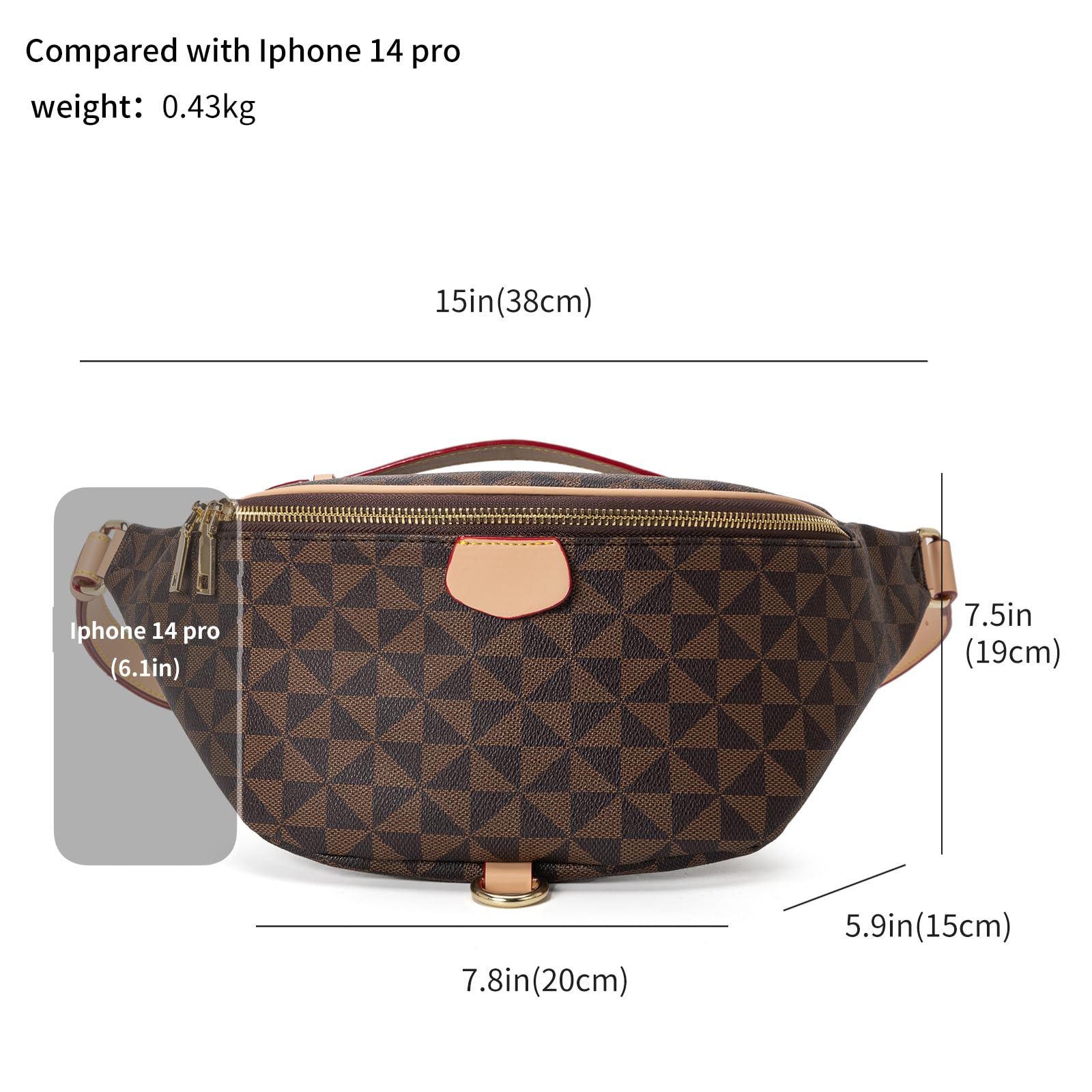 Marsupio Crossbody Bags for Women, Sling Bag for Women Small Belt Chest Bum Bag Marsupio a scacchi per donne Designer