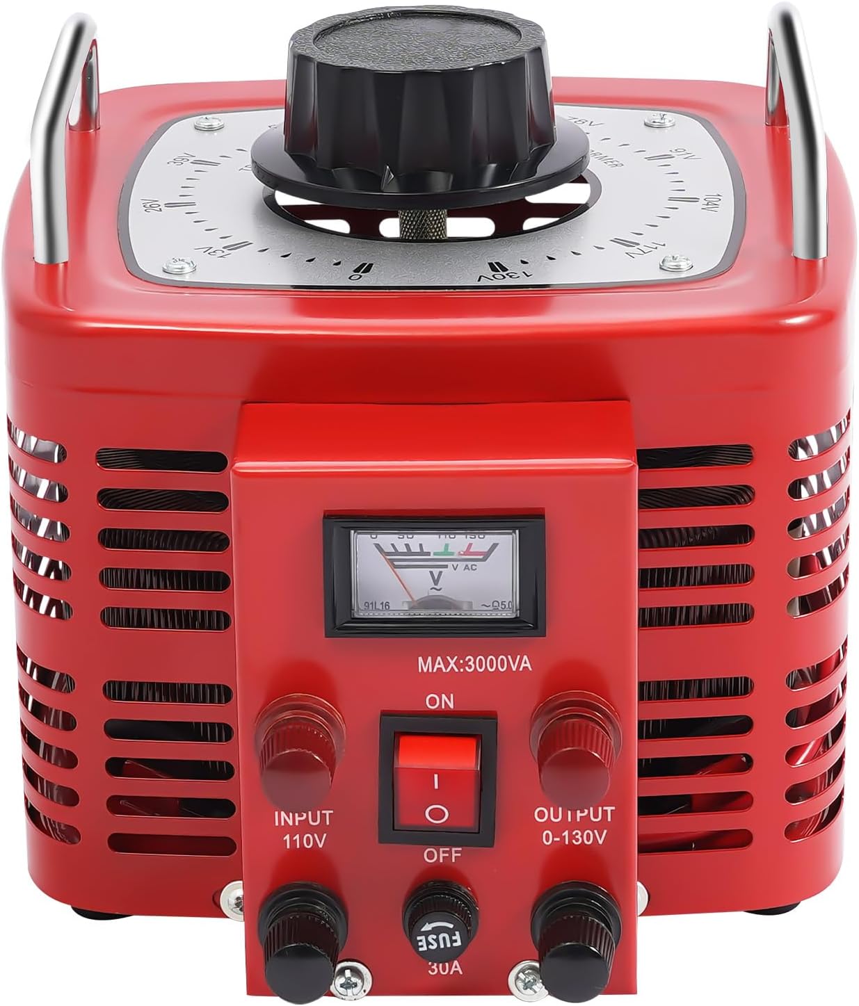30A 3000W Variable AC Transformers, Adjustable Power Converter 110V Transformer 0-130V Output Transformer Auto Voltage Regulator for Home, Industrial & Commercial