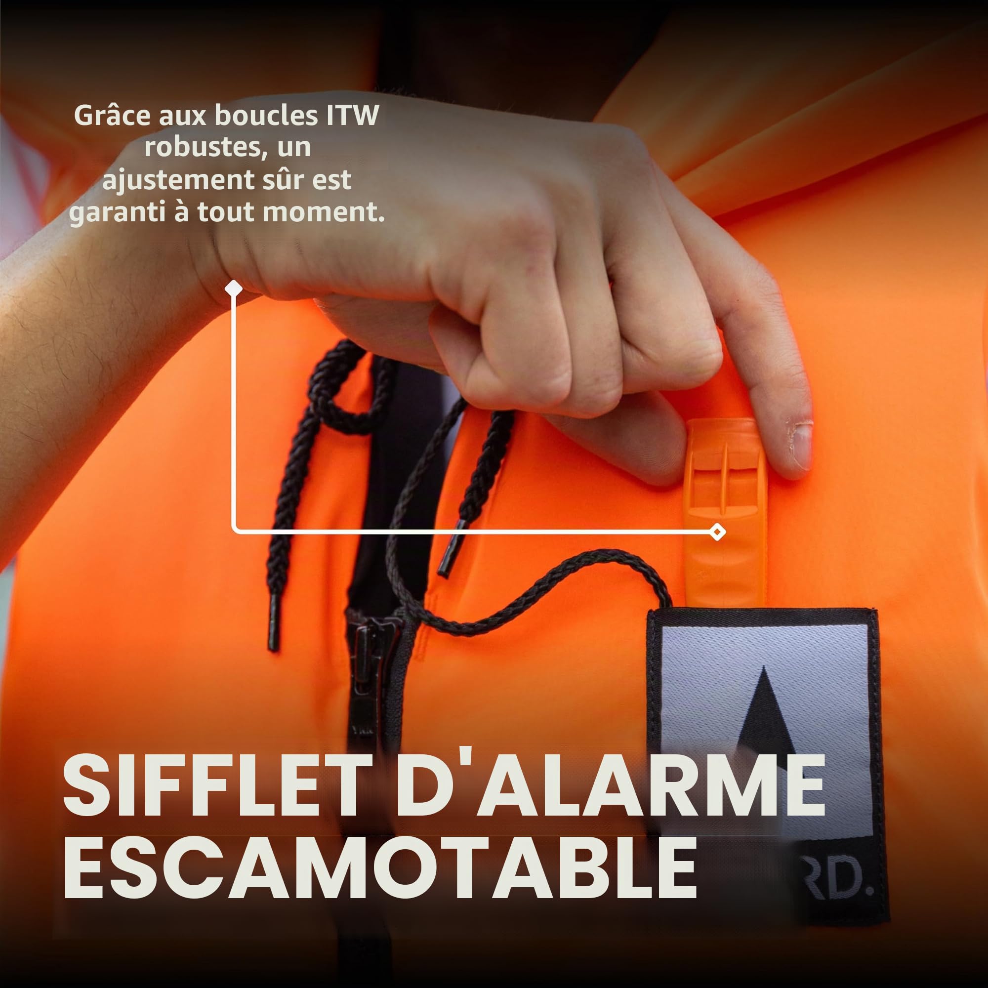 NOARD Gilet de Sauvetage pour Enfants - Seaside Orange - 70-90 kg - 100N de flottabilité - INCL. réflecteurs Solas & sifflet de signalisation
