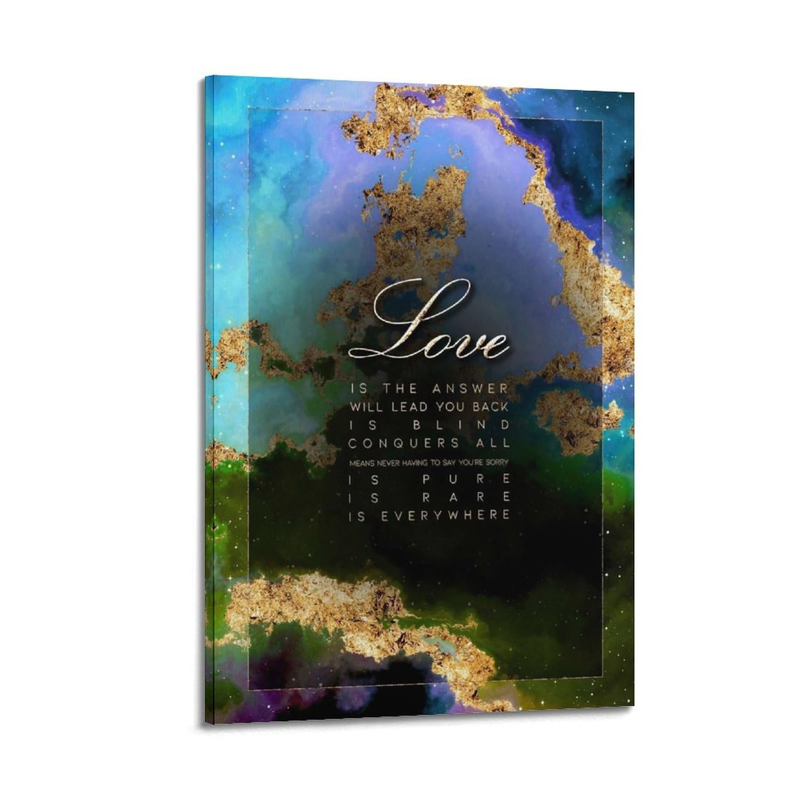 SUDANGDIANZI Inspirational Poster Love Is Gold Art Canvas Poster And Wall Art Modern Family Bedroom Gym Office Decor Gift 20x30inch(50x75cm) Frame-style