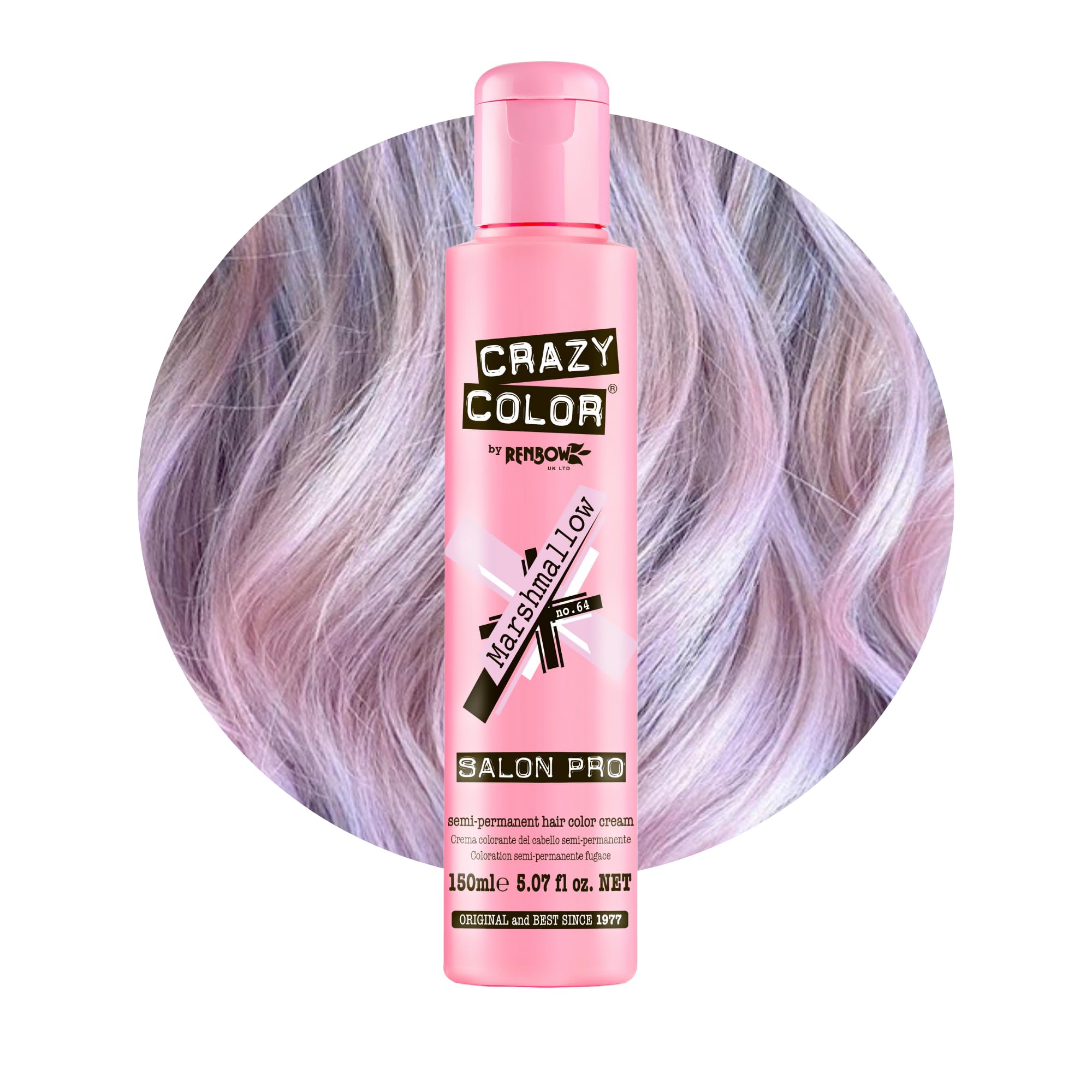 Crazy Color Marshmallow Semi-Permanent Hair Dye. Highly Pigmented Dusty Pink Conditioning & Oil Nourishing Vegan Formula | No Bleach or Ammonia | Limited Edition 150ml Size