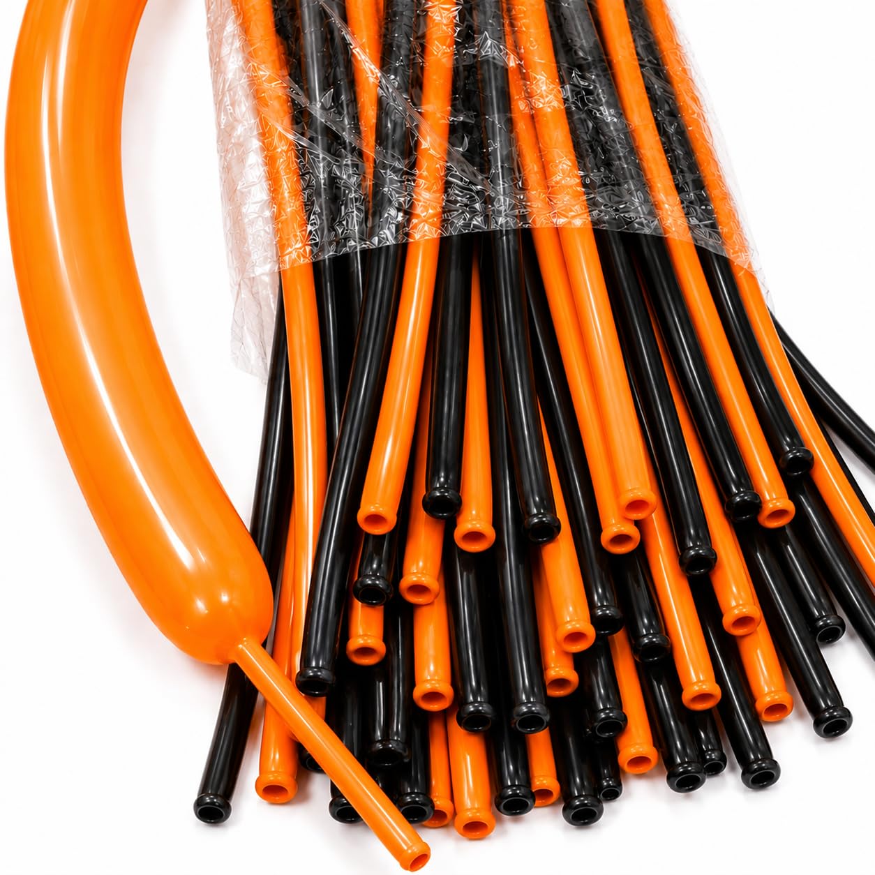 Pack of 50 Orange and Black Long Plain Combo Balloons Professional 260Q Latex Modelling Kit for Twisting, Animal Sculpting, Elegant Birthday Party Decorations, Premium Artist Supplies Set