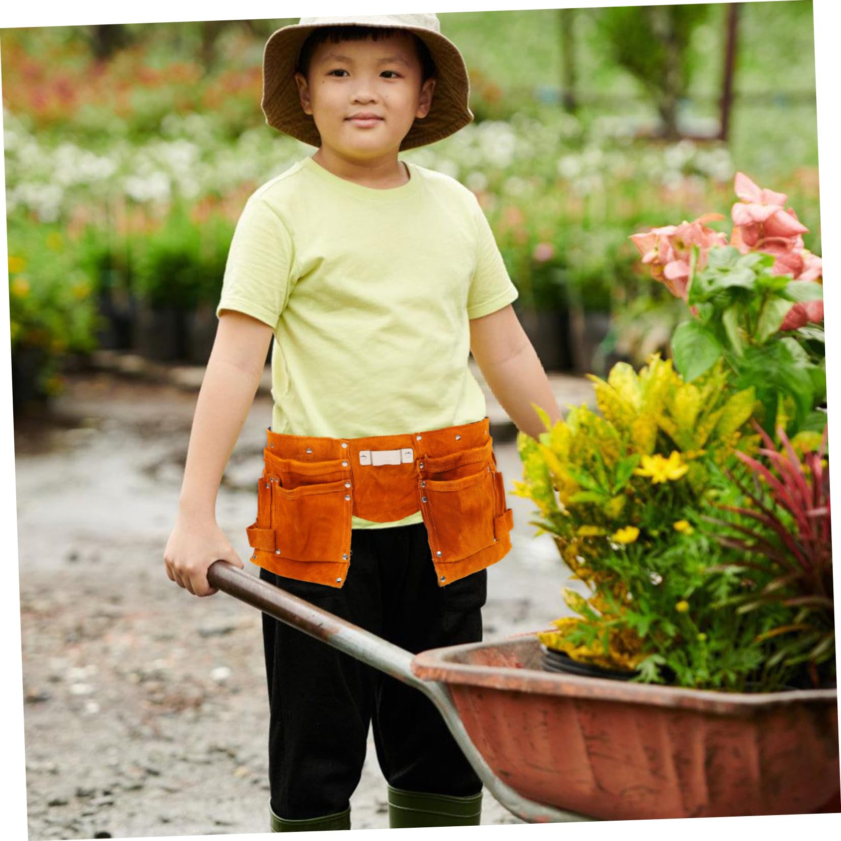 Paquet Banane à Outils de Jardin pour Garçon et Filles Jaune en Cuir PU