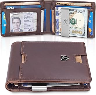 TRAVANDOMens Slim Wallet with Money Clip AUSTIN RFID Blocking Bifold Credit Card Holder for Men with Gift Box