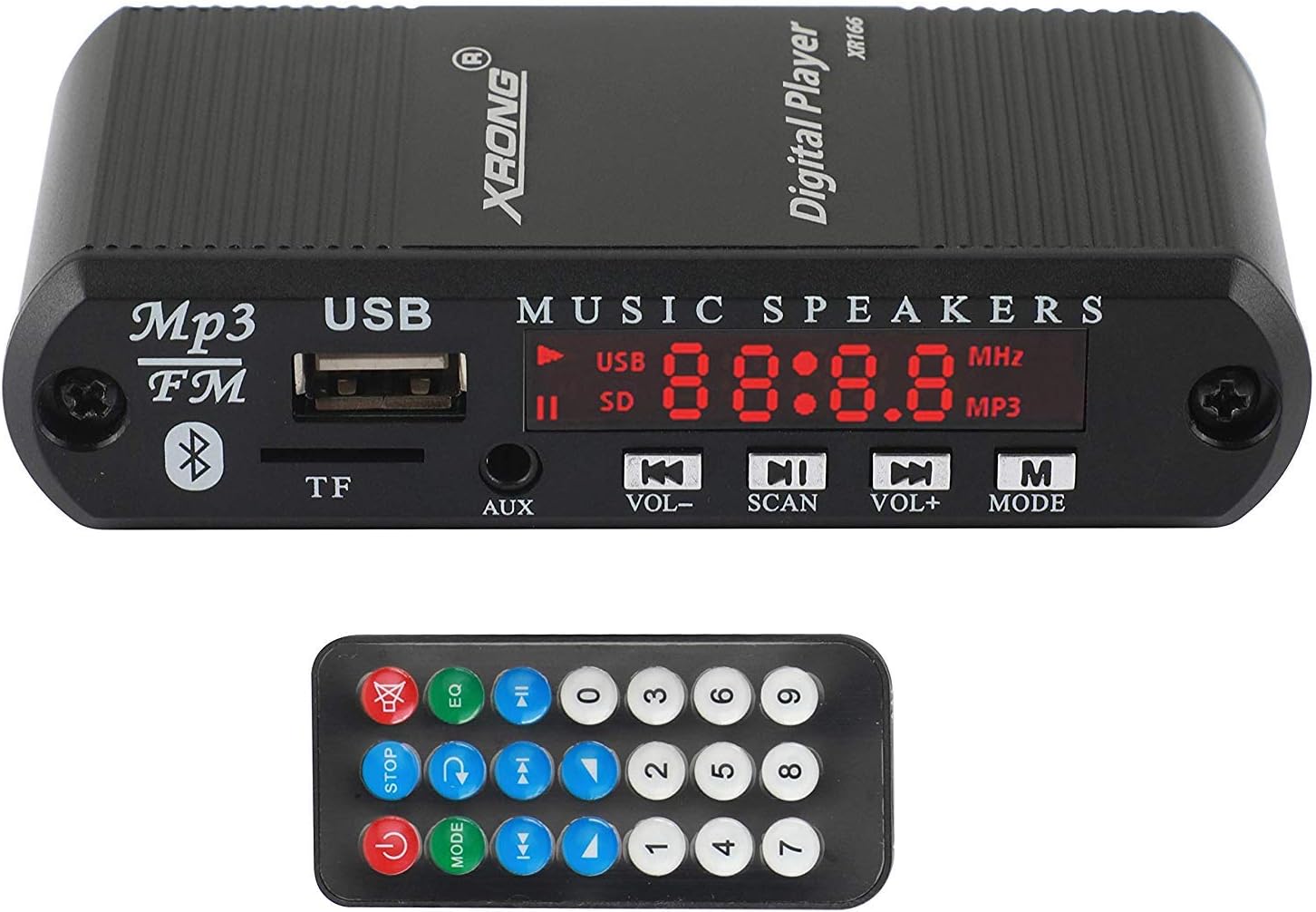 XRONGBluetooth Audio Receiver FM Radio,MP3 Digital Player,LED Digital Display,SD Card/USB Playback 3.5mm Audio Output